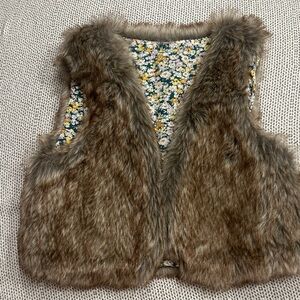 Girls size 4/5 Faux Fur Vest with Floral Lining
